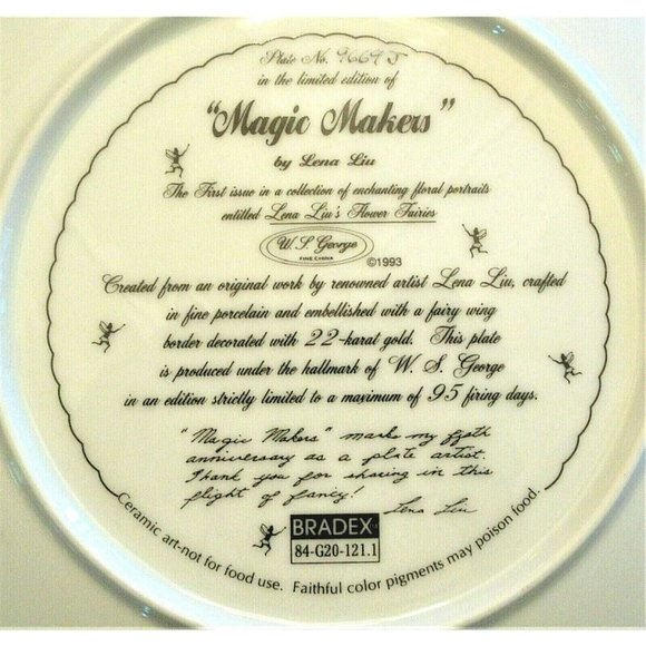 Lena Liu MAGIC MAKERS 1st Issue Flower Fairies Bradford Exchange Plate Mint Cond - Picture 6 of 11